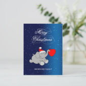 Niedlicher Santa Elephant Feiertagspostkarte (Stehend Vorderseite)