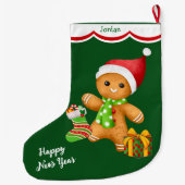 Niedlicher Santa Gingerbrot-Mann Großer Weihnachtsstrumpf (Rückseite)