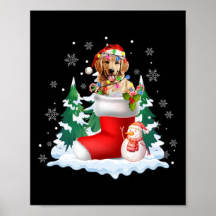 Niedlicher Santa Golden Retriever in den Weihnacht Poster