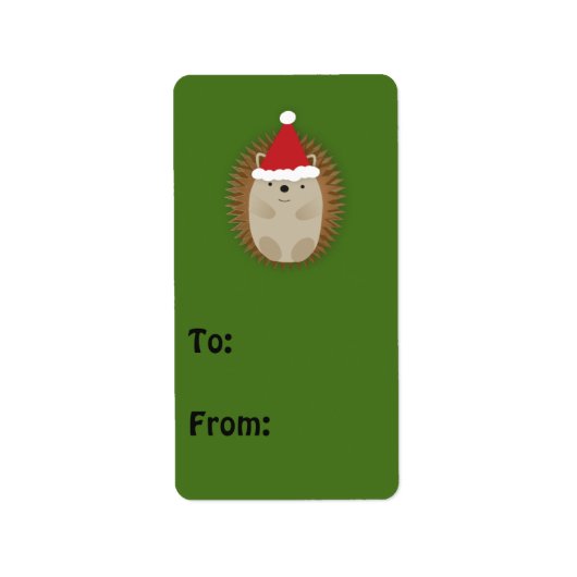 Niedlicher Santa Igel Adressaufkleber (Vorne)