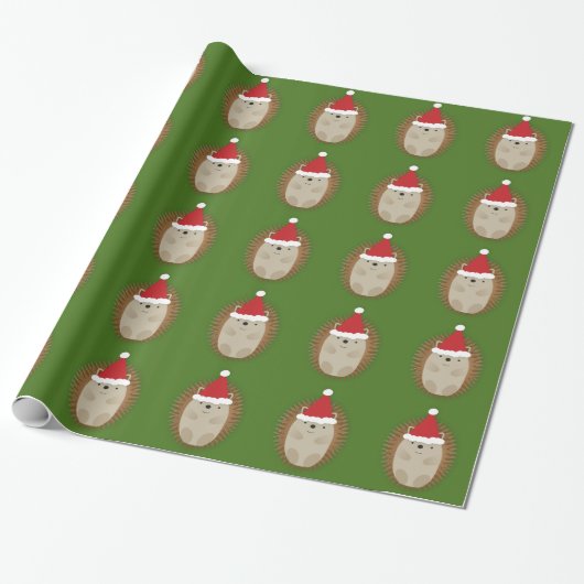 Niedlicher Santa Igel Geschenkpapier (Ungerollt)