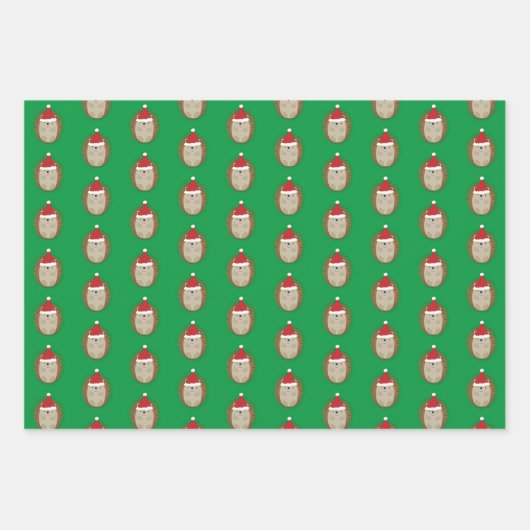 Niedlicher Santa Igel Geschenkpapier Set (Vorderseite 3)