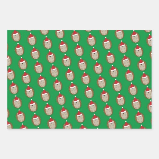 Niedlicher Santa Igel Geschenkpapier Set (Vorderseite 2)