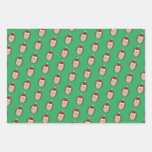 Niedlicher Santa Igel Geschenkpapier Set (Vorderseite)