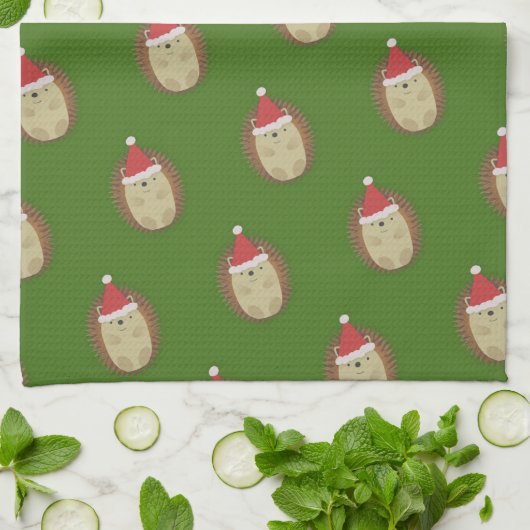 Niedlicher Santa Igel Geschirrtuch (Gefaltet)