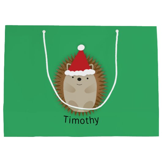 Niedlicher Santa Igel Große Geschenktüte (Rückseite)