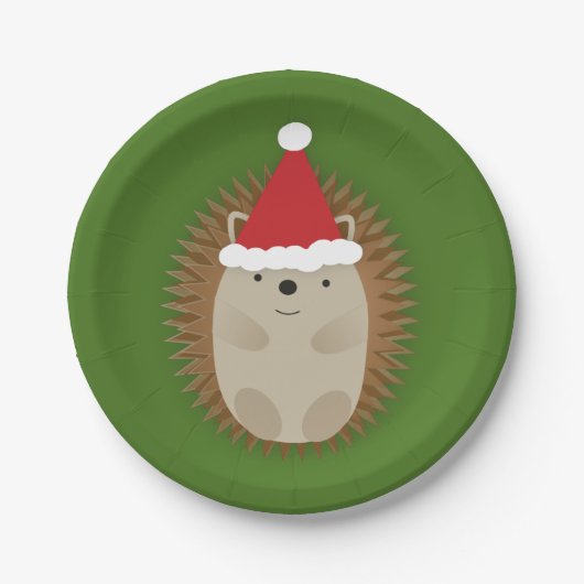 Niedlicher Santa Igel Pappteller (Vorderseite)