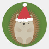 Niedlicher Santa Igel Runder Aufkleber (Vorderseite)