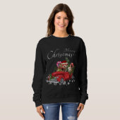 Niedlicher Santa Labradoodle Reiten Red Truck Merr Sweatshirt (Vorne ganz)