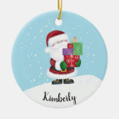 Niedlicher Santa mit Name Keramik Ornament (Vorne)
