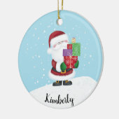 Niedlicher Santa mit Name Keramik Ornament (Links)
