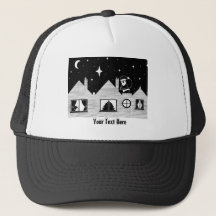 Niedlicher Santa mit Sack auf dem Dach, schwarz un