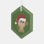 Niedlicher Santa Monkey Ornament Aus Glas (Vorderseite Links)