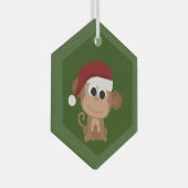 Niedlicher Santa Monkey Ornament Aus Glas (Vorderseite Rechts)