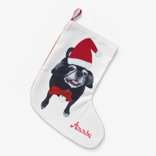 Niedlicher Santa Mops Hund Personalisiert Weihnach Kleiner Weihnachtsstrumpf
