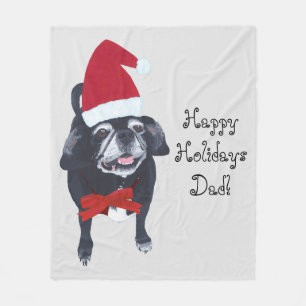 Niedlicher Santa Mops Hund Personalisierte Weihnac Fleecedecke