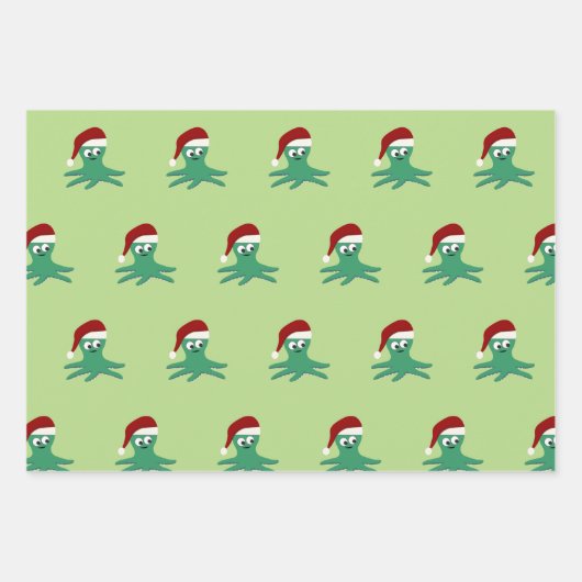 Niedlicher Santa Octopus Geschenkpapier Set (Vorderseite 3)