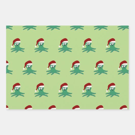 Niedlicher Santa Octopus Geschenkpapier Set (Vorderseite 2)