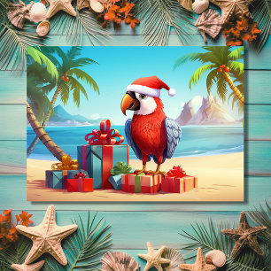 Niedlicher Santa Parrot Tropical Beach Weihnachten