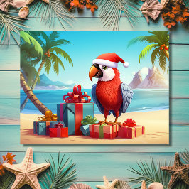 Niedlicher Santa Parrot Tropical Beach Weihnachten