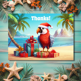 Niedlicher Santa Parrot Tropical Beach Weihnachten Dankeskarte