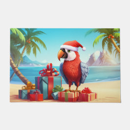 Niedlicher Santa Parrot Tropical Beach Weihnachten Fußmatte