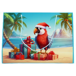 Niedlicher Santa Parrot Tropical Beach Weihnachten Große Geschenktüte