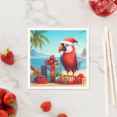 Niedlicher Santa Parrot Tropical Beach Weihnachten Serviette (Beispiel)