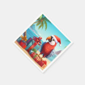 Niedlicher Santa Parrot Tropical Beach Weihnachten Serviette (Ecke)