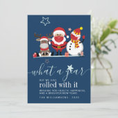 Niedlicher Santa Reindeer Snowman 2020 Skript Weih (Stehend Vorderseite)