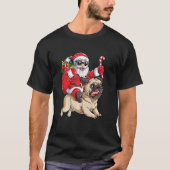 Niedlicher Santa Riding Mops Hund Funny Mops Weihn T-Shirt (Vorderseite)