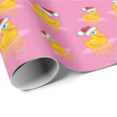 Niedlicher Santa Rubber Duck auf rosa Hintergrund Geschenkpapier (Rolleneckpunkt)
