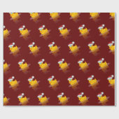 Niedlicher Santa Rubber Ente auf dunkelrotem Hinte Geschenkpapier (Flach)