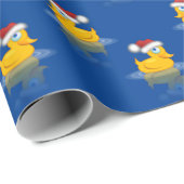 Niedlicher Santa Rubber Ente im dunkelblauen Hinte Geschenkpapier (Rolleneckpunkt)