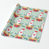 Niedlicher Santa Shark Geschenkpapier (Ungerollt)