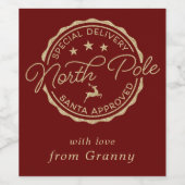 Niedlicher Santa Siegel Nordpol Weinetikett (Einzelnes Label)