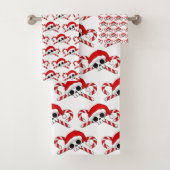 Niedlicher Santa Skull mit Candy Canes Badhandtuch Set (Insitu)
