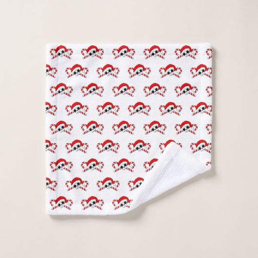Niedlicher Santa Skull mit Candy Canes Badhandtuch Set (Waschlappen)