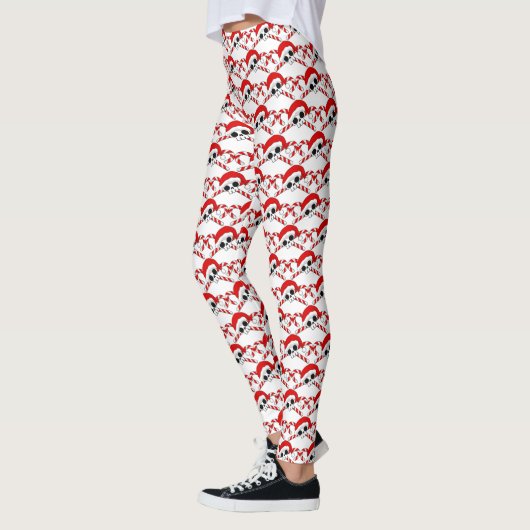 Niedlicher Santa Skull mit Candy Canes Leggings (Links)