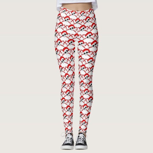 Niedlicher Santa Skull mit Candy Canes Leggings (Vorderseite)