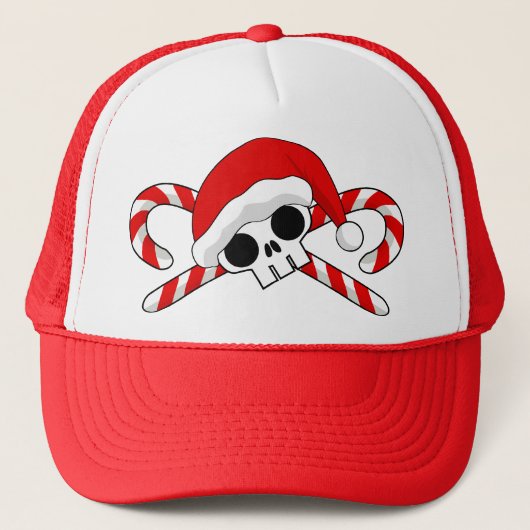 Niedlicher Santa Skull mit Candy Canes Truckerkappe (Vorderseite)