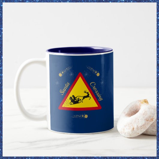 Niedlicher Santa Sleigh Crossing Keramik Zwei-Tone Zweifarbige Tasse