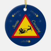 Niedlicher Santa Sleigh Keramik Ornament (Vorne)