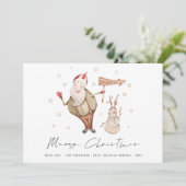 Niedlicher Santa Snowman Frohe Weihnachten (Stehend Vorderseite)
