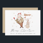 Niedlicher Santa Snowman Frohe Weihnachten<br><div class="desc">Niedlicher Weihnachtsschneemann frohe Weihnachten. Niedlich und unterhaltsam für Ihren Urlaub Gruß,  leicht personalisieren mit Ihrem Gruß und Namen und Jahr am Ende. Frohe Weihnachten ist in einem stilvollen Set-Skript.</div>