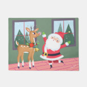 Niedlicher Santa und Rudolph Red & Green Fußmatte (Vorderseite)