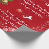 Niedlicher Santa Unicorn Modernes Skript Personali Geschenkpapier (Ecke)