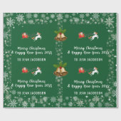 Niedlicher Santa Unicorn Modernes Skript Personali Geschenkpapier (Flach)