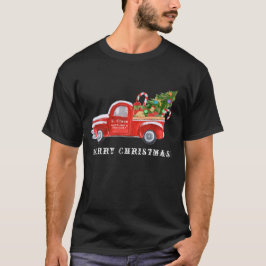 Niedlicher Santa Vintag Red Truck Frohe Weihnachte T-Shirt