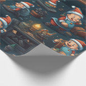 Niedlicher Santa-Workshop Geschenkpapier (Ecke)